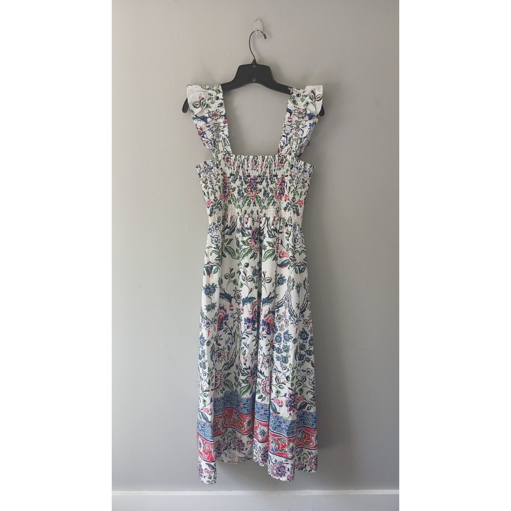Anne Klein Women's Size Large Floral Smocked Midi Dress Flutter Sleeve NWT $139! - Picture 13 of 16